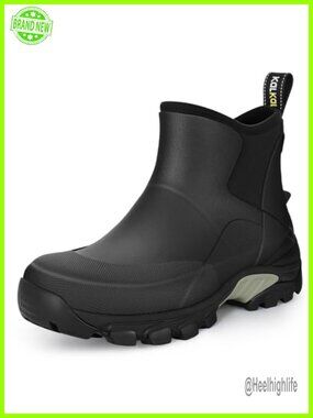 Kalkal Women's Waterproof Rubber Ankle Rain Boots Fishing Deck Garden